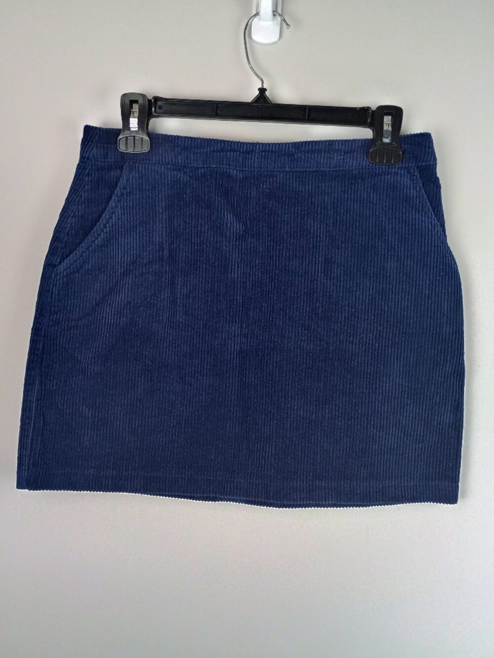 Forever 21 Womens M Navy Blue Corduroy Slash Pockets Back Zipper Mini Skirt